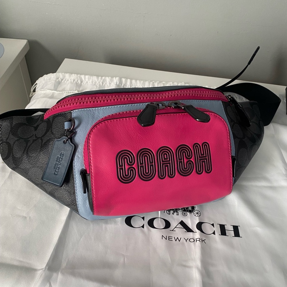 Coach Track Belt Bag In Colorblock Signature Canvas With Coach